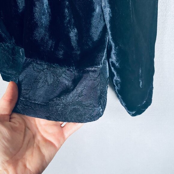 CP Shades Top Womens L Black Velvet Button Up Tunic Collared - Picture 3 of 11